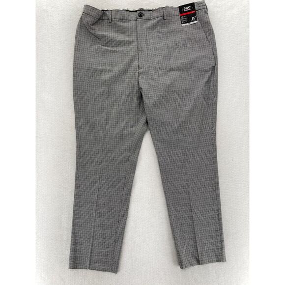 JF J. Ferrar Cropped Hybrid Pants Mens 42x30 Slim Fit Gray Check Stretch‎ NWT - Picture 1 of 12